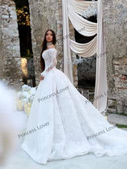 Luxury Lace Pleated Wedding Dresses Exquisite Long Sleeve Vestido de Novia Bustier Corset Eveing Dress Vestidos Customized