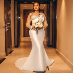 Customized Luxury Wedding Dress for Women Ivory Satin Pearls Beaded Wedding Gowns Mermaid Long Sleeves O Neck Civil Bridal Dress