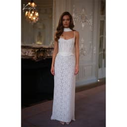 Kyoto Customized Ivory Lace Embroidery Corset Wedding Dress Spaghetti Straps Robe de mariée Floor-length With Slit Formal Gown