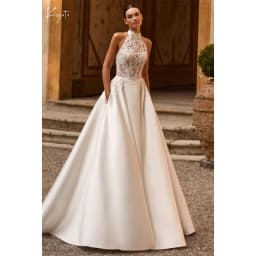 Kyoto Customized Ivory Halter Necklink Wedding Dress Backless Sleeveless vestidos de noche Court Train A-Line robe de mariée