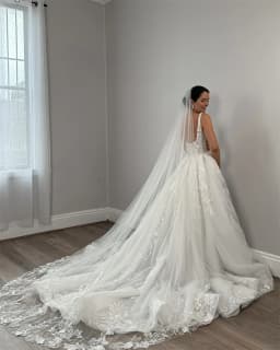 Rebecca Customized Floral Straps Lace Embroidery Wedding Dress High Side Split vestidos de noche Floor-Length Formal Evening