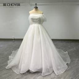Wedding Dress Off the Shoulder Sleeveless A-Line Bride Gown 2027 Court Train Princess BECHOYER NR270 Customized Vestido De Noiva