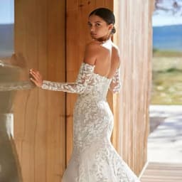 JEHETH Elegant Lace Appliques Mermaid Wedding Dresses Tulle Detachable Long Sleeves V-Neck Wedding Party Gown Customized
