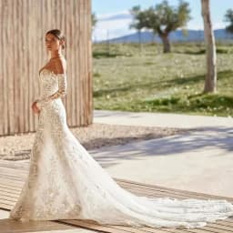 JEHETH Elegant Lace Appliques Mermaid Wedding Dresses Tulle Detachable Long Sleeves V-Neck Wedding Party Gown Customized