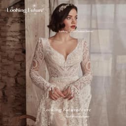 2026 Boho Mermaid Wedding Dresses Long Sleeve Pleat Sexy Lace Illusion Bridal Gown V-Neck Backless Zipper Sweep Train Customized