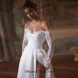 Simple Satin Side Slit Wedding Dress Elegant Sweetheart Long Sleeves Bridal Gowns Customized A-Line Ruched Vestido De Novia