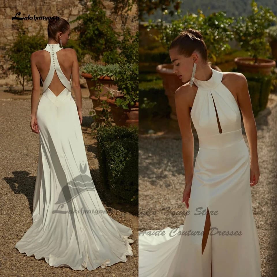 Lakshmigown Halter Elegant Mermaid Wedding Gowns Customized 2026 Vedtidos Sexy Beach Bridal Dresses Receipt Dinner Party