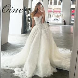 Oine Exquisite 2026 New A-Line Wedding Dresses Pleat Pearls Lace Bridal Gowns Customized Sweep Train Lace-up Vestidos De Novia