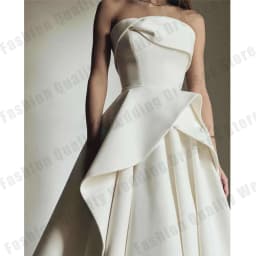 Simple Women's Bridal Gowns Sexy Off Shoulder Sleeveless A-line Satin Princess Ball Wedding Dresses Party Customized Robe De