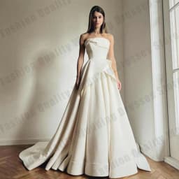 Simple Women's Bridal Gowns Sexy Off Shoulder Sleeveless A-line Satin Princess Ball Wedding Dresses Party Customized Robe De