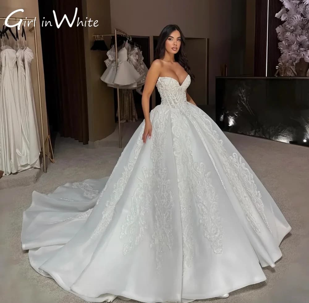 Customized Gorgeous Wedding dress Beaded V-neck Sweetheart Off Shoulder Wedding Party dress amanda novias 2025 Vestidos de novia