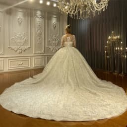 Customzied Gorgeous Long Sleeves Wedding Dress For Women Sequins Appliques Bridal Gown O-Neck Bridal dress Vestido De Novia