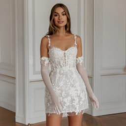 Customized Spaghetti Straps Mini Wedding Dress Applique Lace Short Bridal Dress Gorgeous Gown for Bride Elegant Party Attire