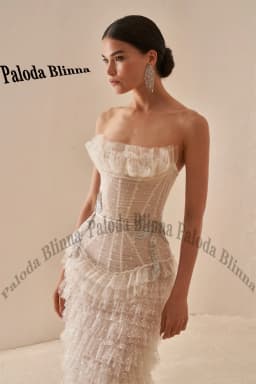 Paloda Charming Wedding Dress for Women with Tiered Mermaid Sleeveless Zipper Sequined Robe De Soiree De Mariage Customized