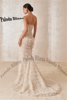 Paloda Charming Wedding Dress for Women with Tiered Mermaid Sleeveless Zipper Sequined Robe De Soiree De Mariage Customized