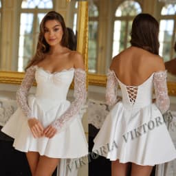 VIKTORIA Attractive Mini Wedding Dresses For Woman Bride Satin Lace Up A-line Party Dress Above Knee Robe De Mariée Custom Made