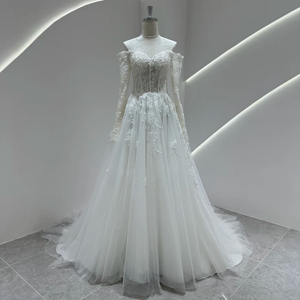 SL-9430 Customized 2025 Sweetheart Bride Wedding Dress Lace Appliques Beading Bohemian Backless Lace up Gown Beach Dress