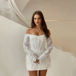 Short Lace Wedding Dresses for Bride Detachable Long Sleeve Straight Pearls Civil City Hall After Party Bridal Gowns Customized