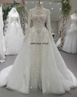 EBDOING Customized Wedding Dress A-Line Lace Sweetheart Neckline With Detachable Jacket Customized Bride Gowns