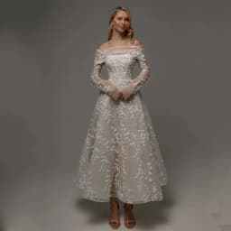 2026 Champagne Wedding Dresses Off Shoulder Long Sleeves A Line Lace Sequined Beads Flowers Bridal Party Gowns Customized