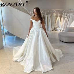 BEPEITHY Customized Plus Size Off Shoulder Ball Gown Princess Wedding Dresses Women Sleeveless Ivory Elegant Bridal Gown 2026