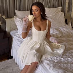 Eightree Fashion Short Wedding Dresses Boho Beach Square Collar Mini Bridal Dress Women Evening Wedding Prom Gowns Customized