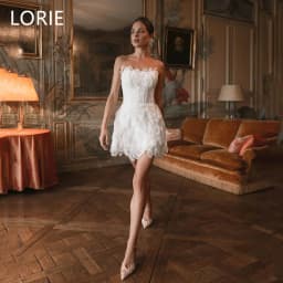 LORIE 3D Lace Applique Sexy A-line Sweetheart Short MIni Wedding Dress Backless Bridal Gowns vestidos de novia Customized 2025