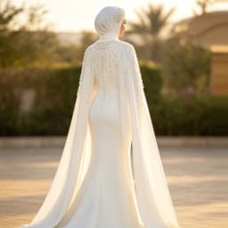 LSYX Muslim Beaded Coat O Neck Long Sleeves Mermaid Wedding Dress Crepe Zipper Back Floor Length Bridal Gown Custom Made