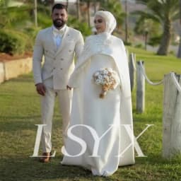LSYX Muslim Beaded Coat O Neck Long Sleeves Mermaid Wedding Dress Crepe Zipper Back Floor Length Bridal Gown Custom Made