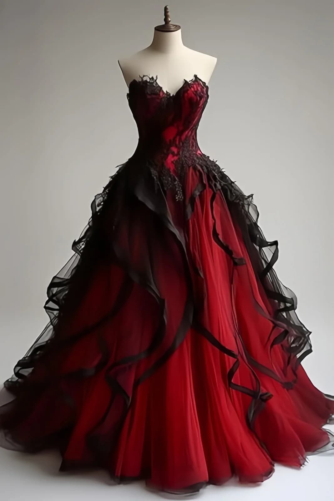 Gothic Wedding Dresses for Bride Layered Tulle Black Bridal Gowns Lace Applique Sweetheart Wedding Gown Dress