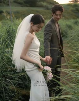 Simple O-Neck Korean Wedding Dress Sleeveless with Streamer Bridal Gown Floor Length Vestidos Novias Boda Women Customized