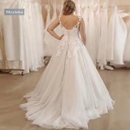 ZJ9433 A-line Wedding Dresses Princess V-neck Applique Lace Up Back Bridal Gowns Sweep Train White Beach Bride Dress