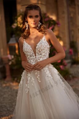 VIKTORIA Modern Sweep Train Wedding Dress For Woman Spaghetti Straps Lace Applique Vestido De Casamento Personalized Customized