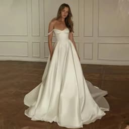 Luxurious Two Strapls Satin A Line Wedding Dresses Sweep Train Custom Made Vestido De Noival Customized
