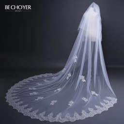 BECHOYER Customized Veil Wedding Dress Appliques Lace Tulle Bride Gown Vestido De Noiva ACC