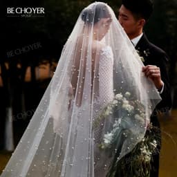 BECHOYER Customized Veil Wedding Dress Appliques Lace Tulle Bride Gown Vestido De Noiva ACC