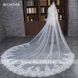 BECHOYER Customized Veil Wedding Dress Appliques Lace Tulle Bride Gown Vestido De Noiva ACC