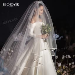 BECHOYER Customized Veil Wedding Dress Appliques Lace Tulle Bride Gown Vestido De Noiva ACC
