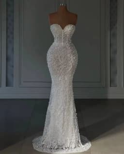 Customized Luxury Mermaid Wedding Dresses For Women Sweetheart Neck Sleeveless Bridal Gown Pearls Sequins Robe vestidos de novia