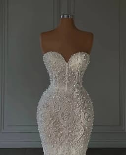 Customized Luxury Mermaid Wedding Dresses For Women Sweetheart Neck Sleeveless Bridal Gown Pearls Sequins Robe vestidos de novia