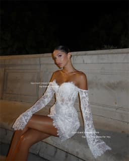 Xijun Modern Short Lace Wedding Dresses Sweetheart Sleeves Off The Shoulder Prom Dresses Mini Wedding Party Gowns 2025 Occasion