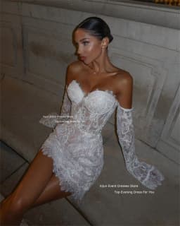Xijun Modern Short Lace Wedding Dresses Sweetheart Sleeves Off The Shoulder Prom Dresses Mini Wedding Party Gowns 2025 Occasion