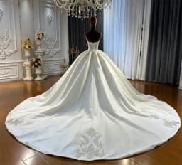 Customized Luxury Strapless Satin Princess Wedding Dress Vestidos De Novia