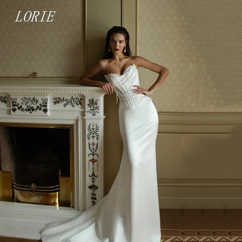 LORIE Luxury Mermaid Wedding Dress Sleeveless Bridal Dresses Shining Strapless Corset Wedding Gown Customized 2026