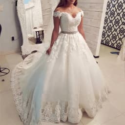 Customized Size Vestidos De Noiva Off Shoulder Vintage Lace Appliques Sweetheart White Wedding Dress Ball Gown Wedding Dresses