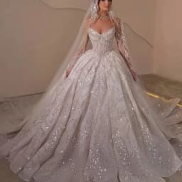 Luxury Sparkling Wedding Dress Lace Pearl Women's Wedding Dress Sexy V-neck Strapless Sleeveless Princess Bridal Dress Custom