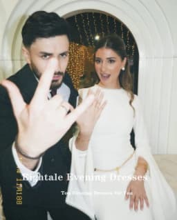 Eightale Strethy Satin Wedding Dress Beaded Pearls O-Neck Customized White Ivory Long Sleeves Arabic Bridal Gown Robe De Mariée