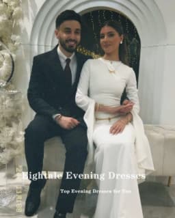 Eightale Strethy Satin Wedding Dress Beaded Pearls O-Neck Customized White Ivory Long Sleeves Arabic Bridal Gown Robe De Mariée