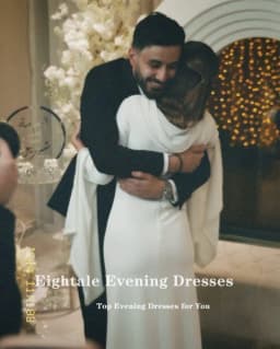 Eightale Strethy Satin Wedding Dress Beaded Pearls O-Neck Customized White Ivory Long Sleeves Arabic Bridal Gown Robe De Mariée