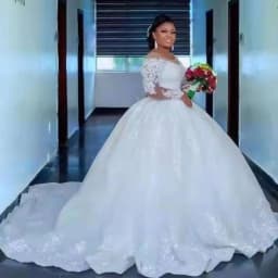 Customized Plus Size Lace Wedding Dresses Bridal Gowns Beading Long Sleeve Crystal O Neck Sweep Train Vestidos De Novia